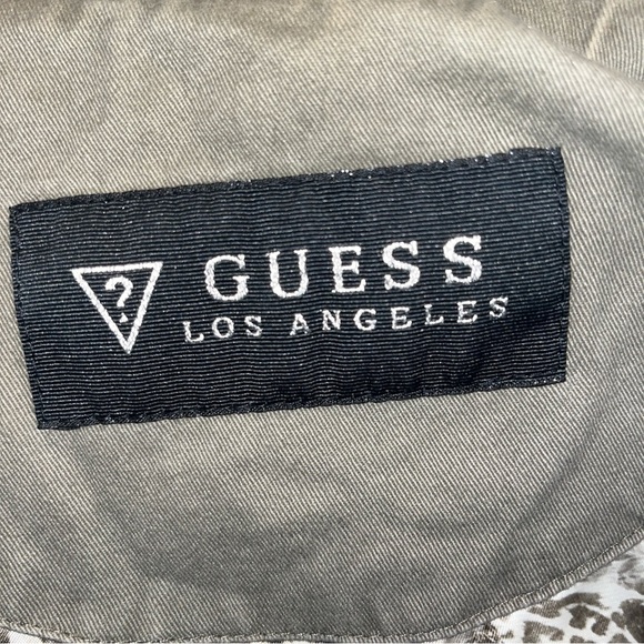 Guess Olive Green Military Utility Jacket Small Satin Lined Women’s Coat - Picture 4 of 7